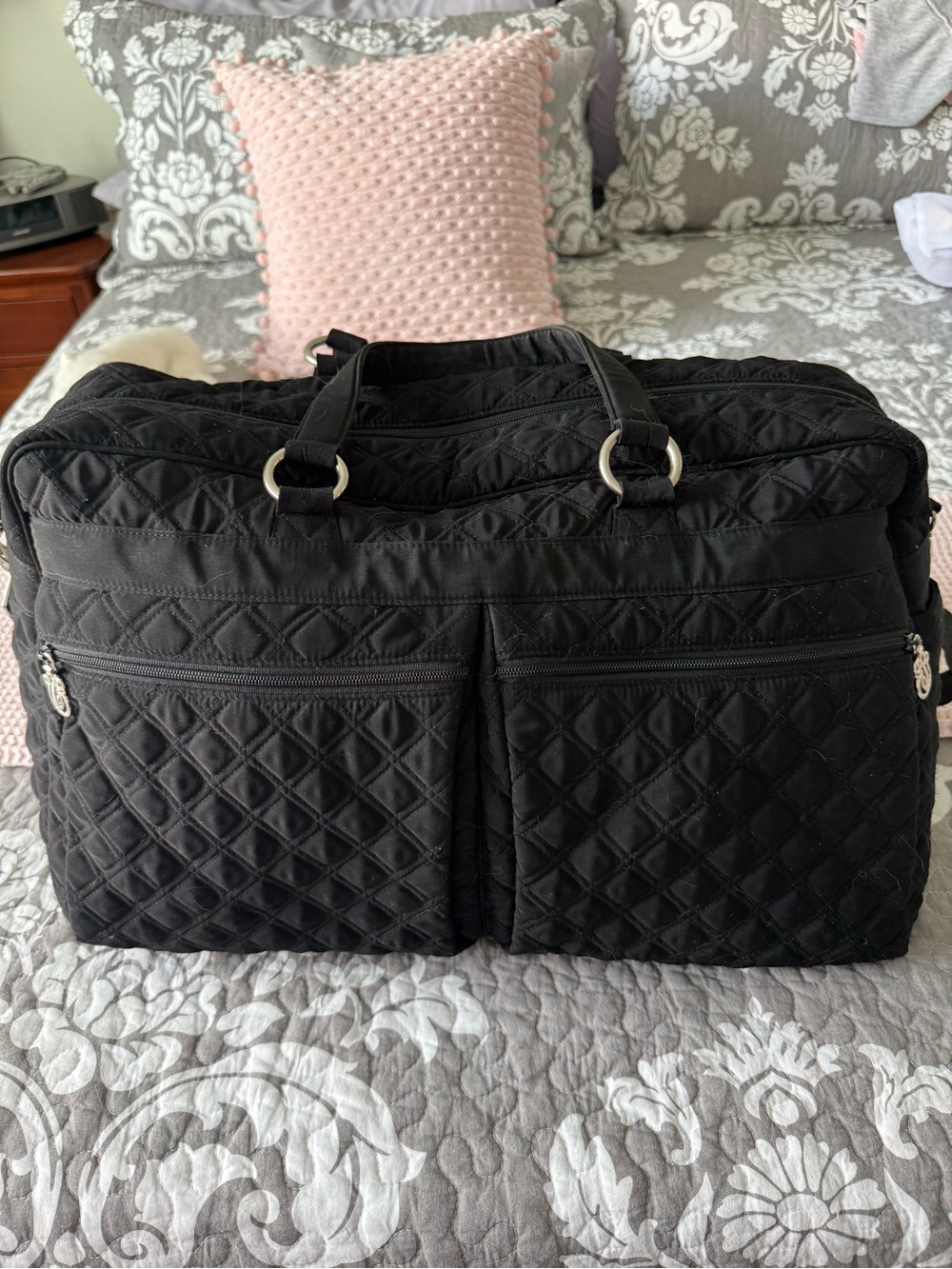 Vera Bradley Weekender Quilted Black Travel Bag with paisley interior- like new